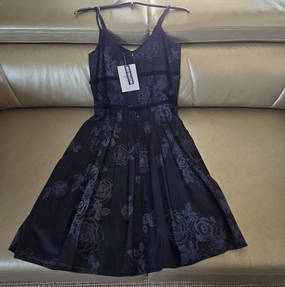 Strappy Black Floral Fit & Flare Dress